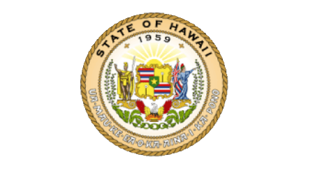 The official seal of the State of Hawaii, featuring a heraldic shield with a star, stripes, a crown, and images of King Kamehameha I and Lady Liberty. The seal is encircled by text reading "STATE OF HAWAII 1959" and the state motto in Hawaiian.