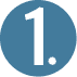 A blue square with a white number 1 and a period in the center.